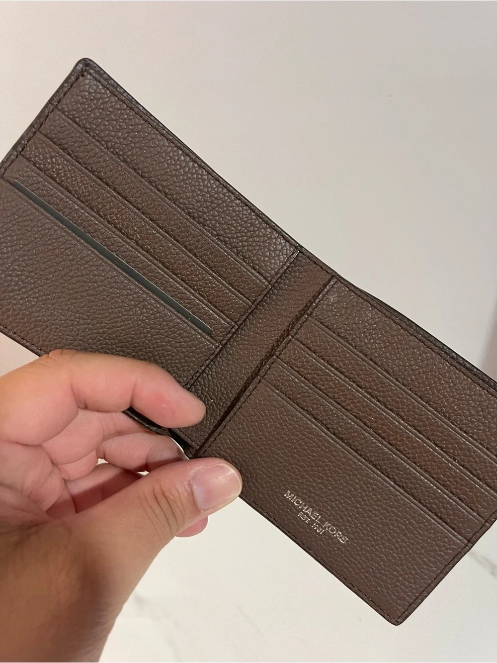 Michael Kors Brown Pebbled Leather Bi-Fold Wallet